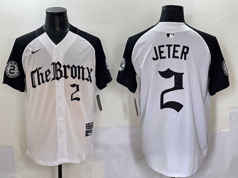 Men 2025 New York Yankees #2 Jeter White black Five generations Joint Name Nike MLB Jersey style 56->new york yankees->MLB Jersey